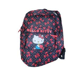 NEW Hello Kitty Full Size Backpack with Hoodie Black‎ School *Flaw*